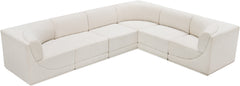 Westcoast Cream 128" Boucle Fabric Upholstered 6pc. Modular Sectional - Ornate Home