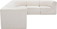 Westcoast Cream 128" Boucle Fabric Upholstered 6pc. Modular Sectional - Ornate Home