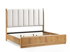 Westcott Cerused Natural Queen Upholstered Panel Bed - Ornate Home