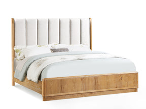 Westcott Cerused Natural Queen Upholstered Panel Bed - Ornate Home