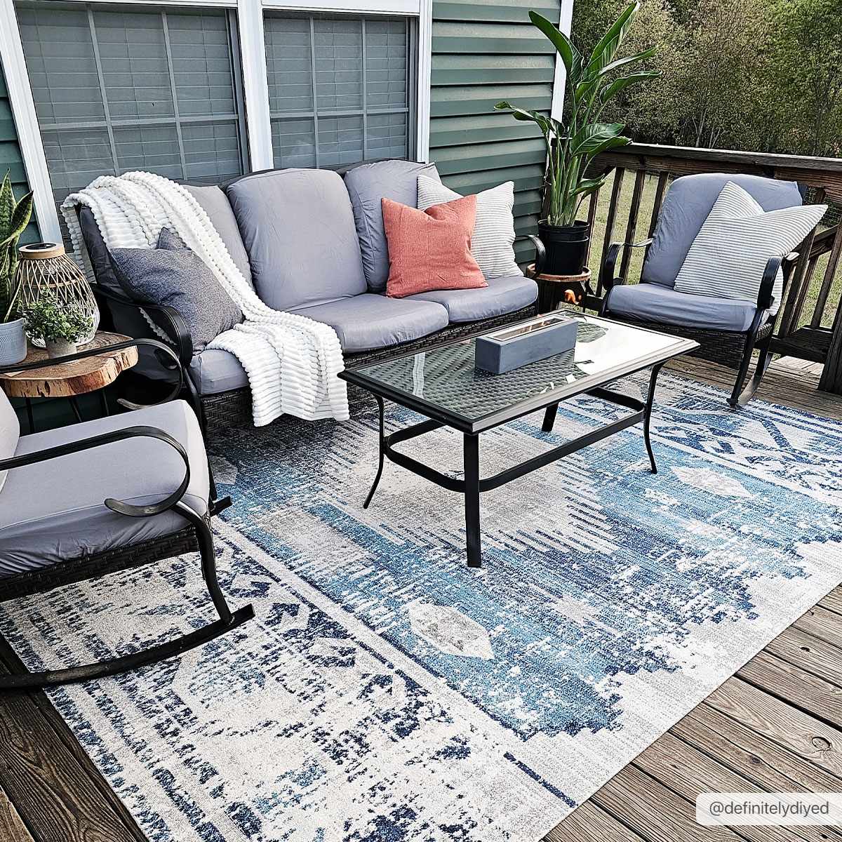Westmount Denim Aztec Outdoor Area Rug - Ornate Home