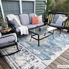 Westmount Denim Aztec Outdoor Area Rug - Ornate Home