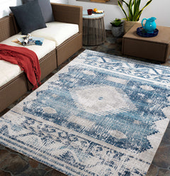 Westmount Denim Aztec Outdoor Area Rug - Ornate Home