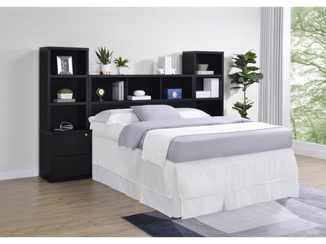 Westpark Black 3-piece Queen Bedroom Set Bookcase Headboard - Ornate Home