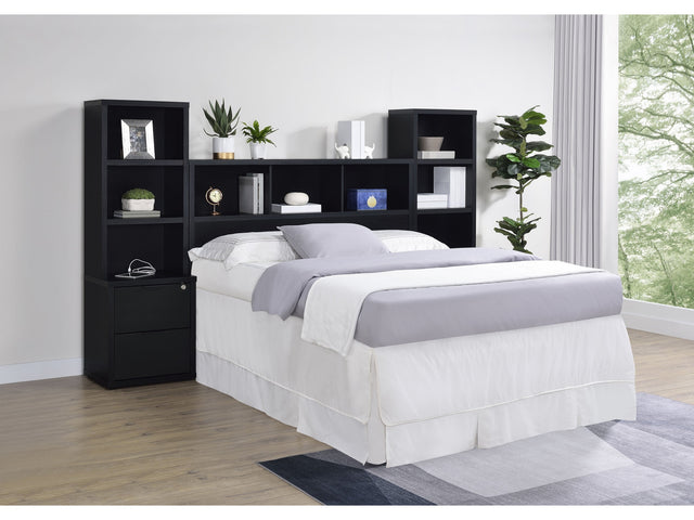 Westpark Black 3-piece Queen Bedroom Set Bookcase Headboard - Ornate Home
