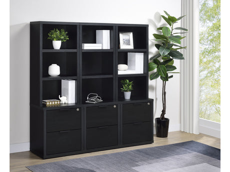 Westpark Black 3-piece Wall Unit Bookcase Set with USB - Ornate Home