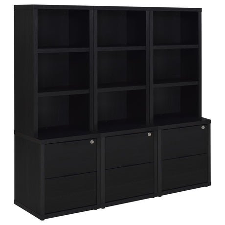 Westpark Black 3-piece Wall Unit Bookcase Set with USB - Ornate Home