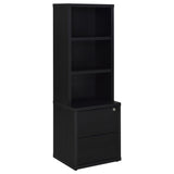 Westpark Black 3-shelf Bookcase USB and Lockable Drawer - Ornate Home