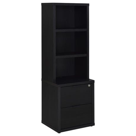 Westpark Black 3-shelf Bookcase USB and Lockable Drawer - Ornate Home