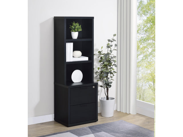 Westpark Black 3-shelf Bookcase USB and Lockable Drawer - Ornate Home