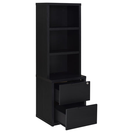 Westpark Black 3-shelf Bookcase USB and Lockable Drawer - Ornate Home