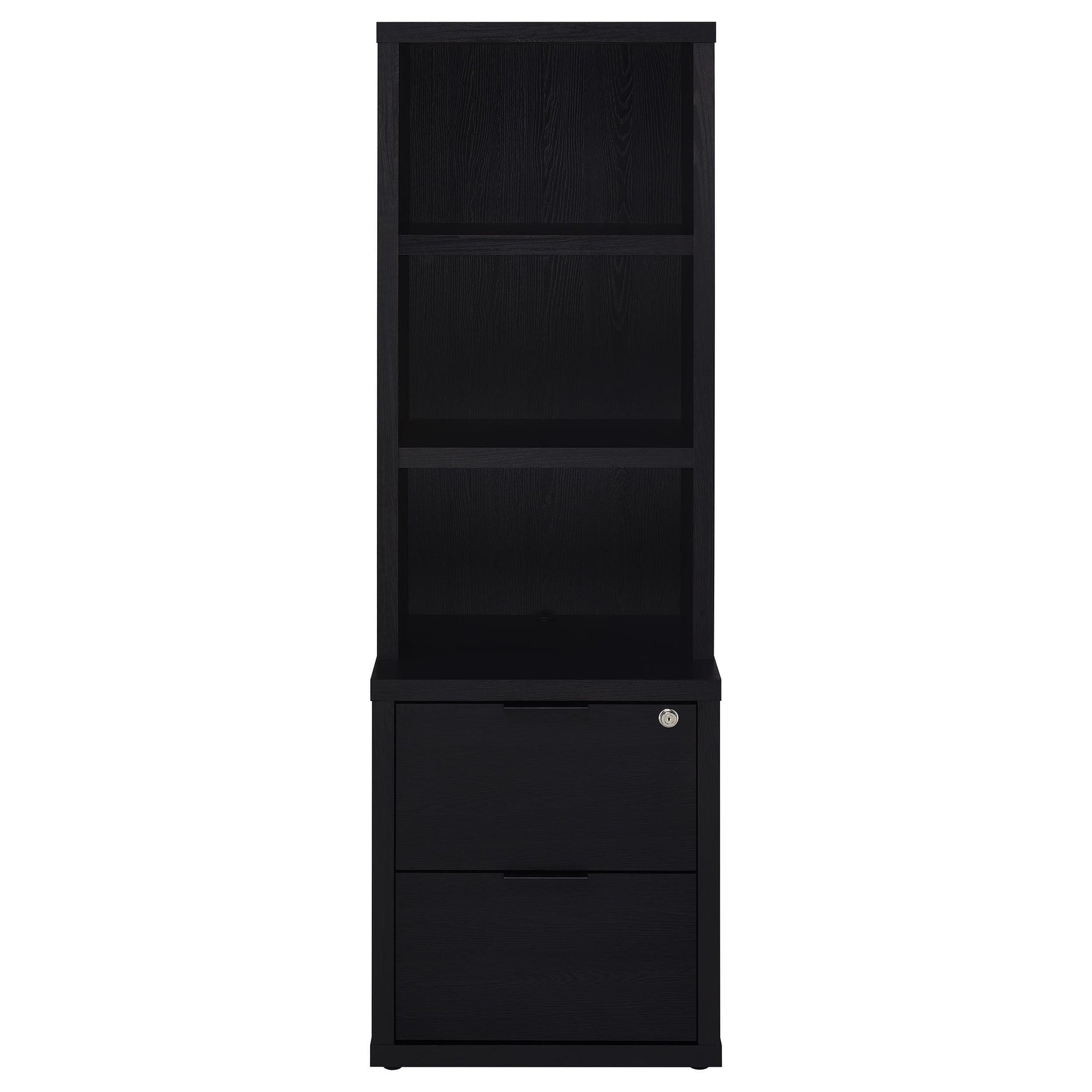 Westpark Black 3-shelf Bookcase USB and Lockable Drawer - Ornate Home