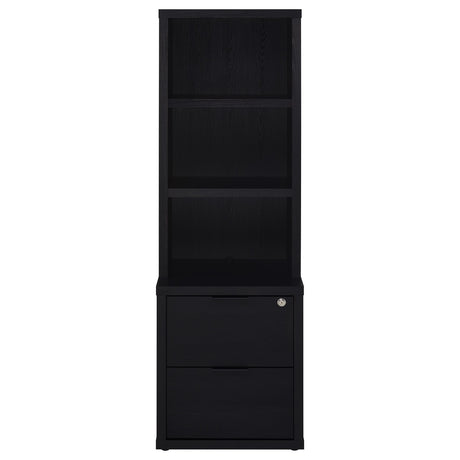 Westpark Black 3-shelf Bookcase USB and Lockable Drawer - Ornate Home