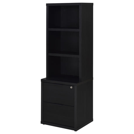 Westpark Black 3-shelf Bookcase USB and Lockable Drawer - Ornate Home