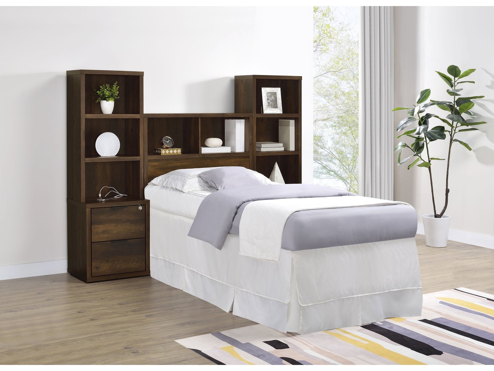 Westpark Dark Pine 3-piece Twin Bedroom Set Bookcase Head - Ornate Home