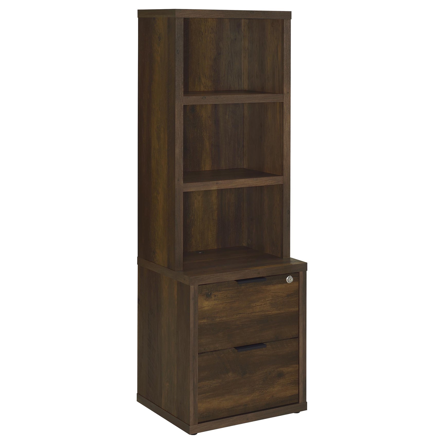 Westpark Dark Pine 3-shelf Bookcase USB and Lockable Drawer - Ornate Home