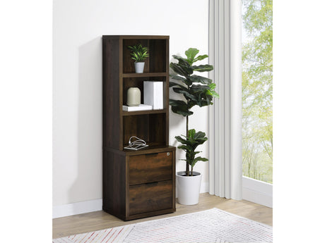 Westpark Dark Pine 3-shelf Bookcase USB and Lockable Drawer - Ornate Home