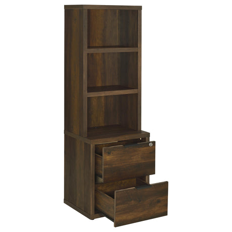 Westpark Dark Pine 3-shelf Bookcase USB and Lockable Drawer - Ornate Home