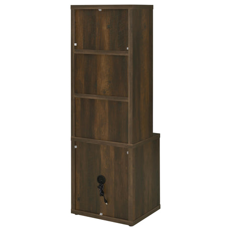 Westpark Dark Pine 3-shelf Bookcase USB and Lockable Drawer - Ornate Home