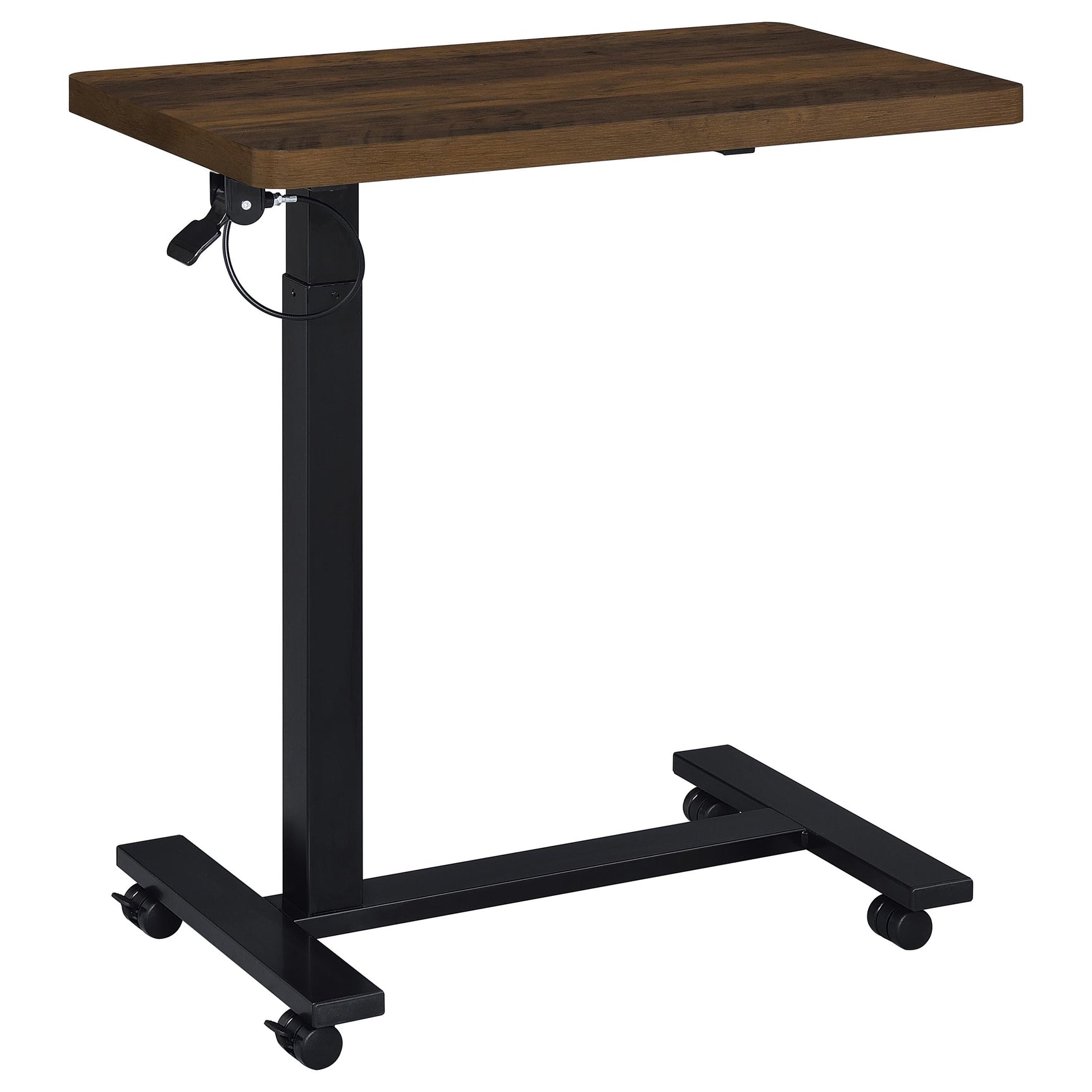 Westpark Dark Pine Pneumatic Adjustable C-Shape Side Table with Casters - Ornate Home
