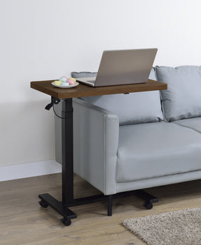 Westpark Dark Pine Pneumatic Adjustable C-Shape Side Table with Casters - Ornate Home
