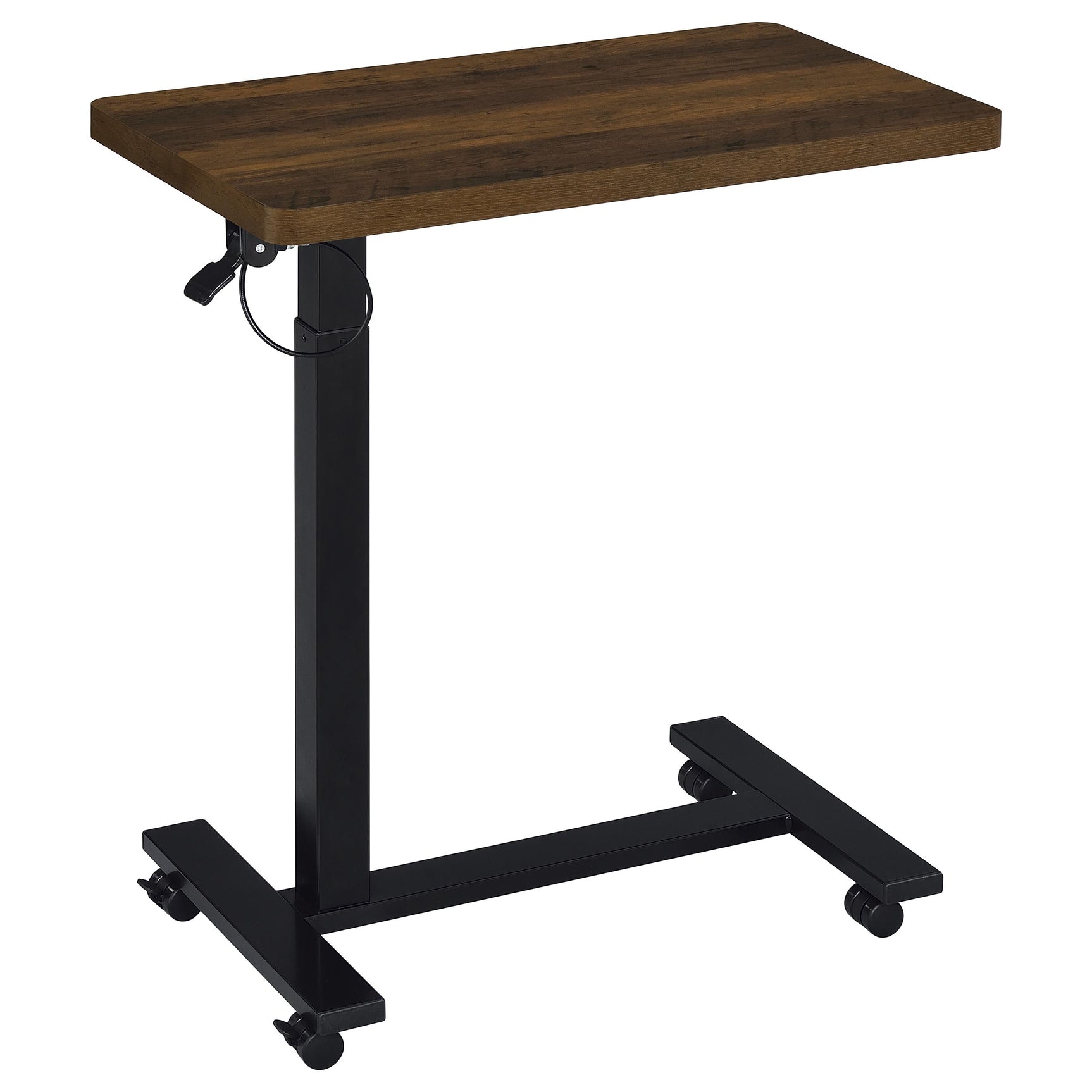 Westpark Dark Pine Pneumatic Adjustable C-Shape Side Table with Casters - Ornate Home