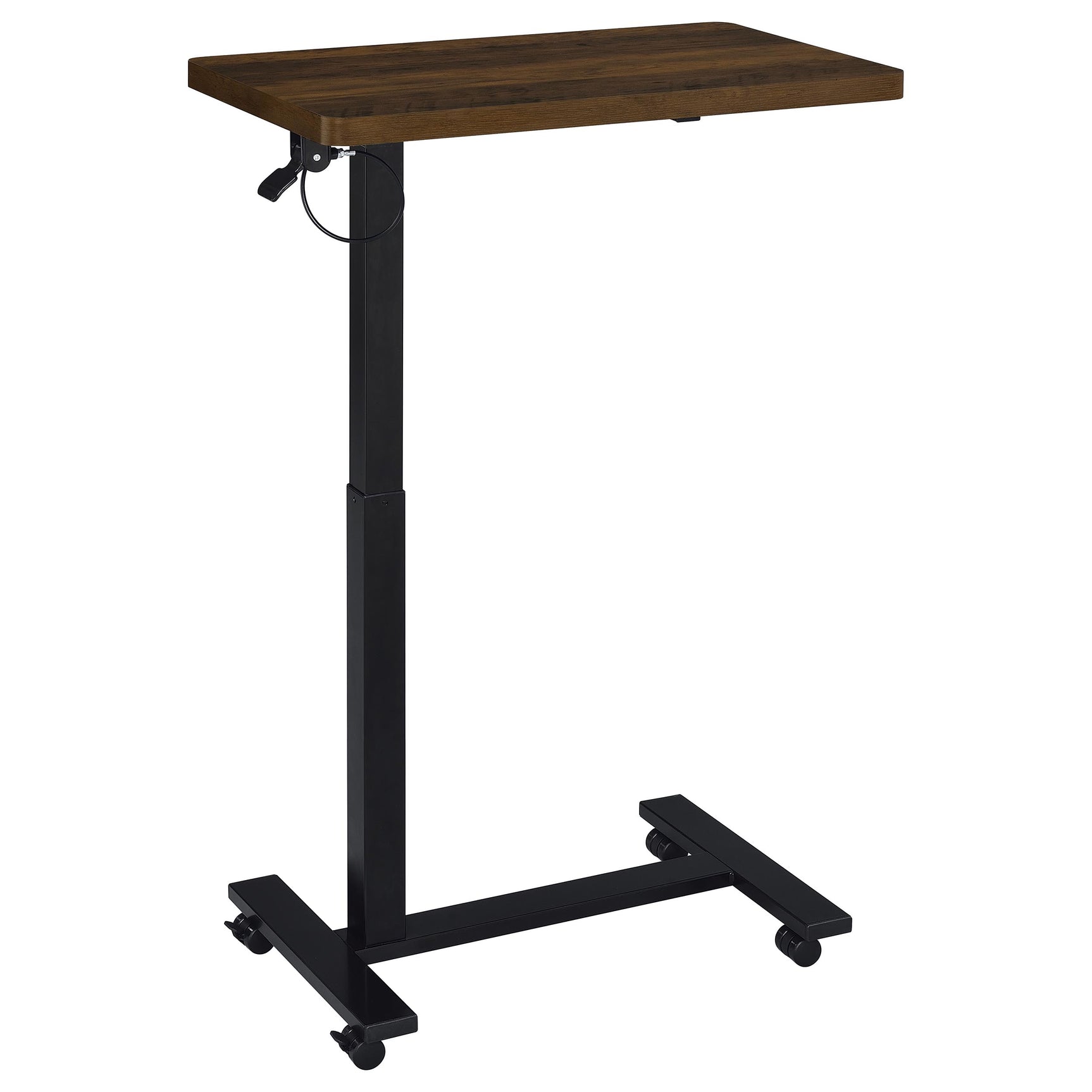 Westpark Dark Pine Pneumatic Adjustable C-Shape Side Table with Casters - Ornate Home