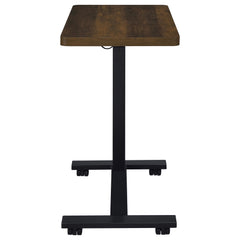 Westpark Dark Pine Pneumatic Adjustable C-Shape Side Table with Casters - Ornate Home