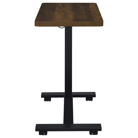 Westpark Dark Pine Pneumatic Adjustable C-Shape Side Table with Casters - Ornate Home