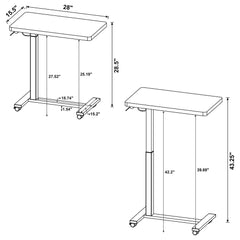 Westpark Dark Pine Pneumatic Adjustable C-Shape Side Table with Casters - Ornate Home