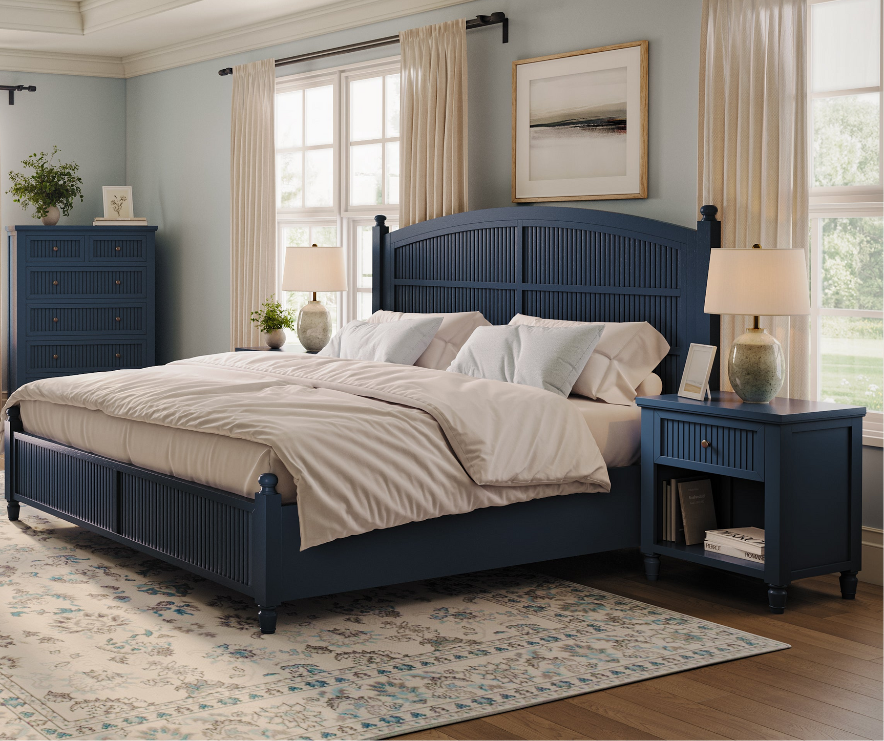 Westport Navy King Panel Bed - Ornate Home