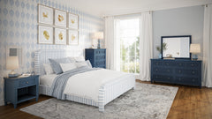 Westport Navy 3-Piece King UPH Bedroom Set - Ornate Home