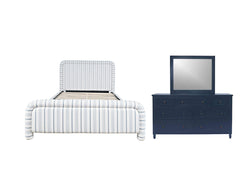 Westport Navy 3-Piece King UPH Bedroom Set - Ornate Home