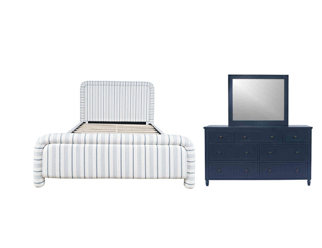 Westport Navy 3-Piece Queen UPH Bedroom Set - Ornate Home