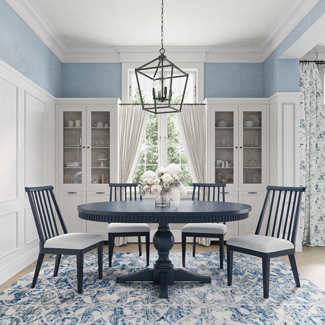 Westport Navy 66 Oval Dining Table & 4 Dowel Back Chairs - Ornate Home