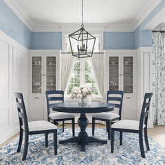 Westport Navy 66 Oval Dining Table & 4 Ladderback Chairs - Ornate Home