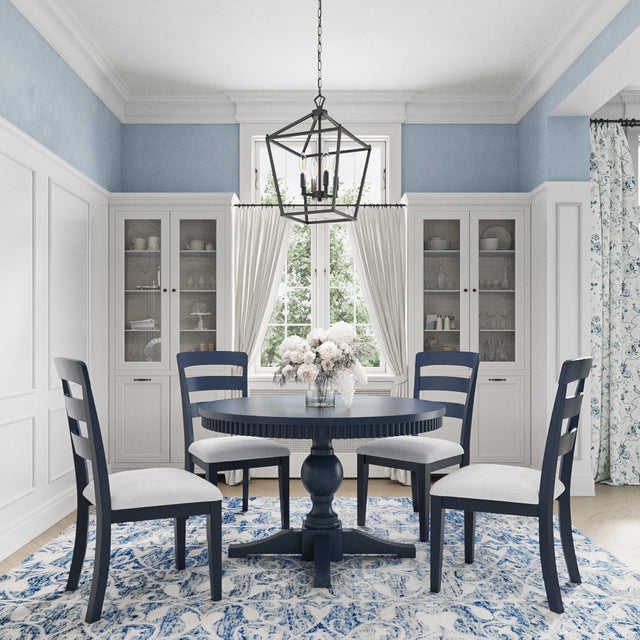 Westport Navy 66 Oval Dining Table & 4 Ladderback Chairs - Ornate Home