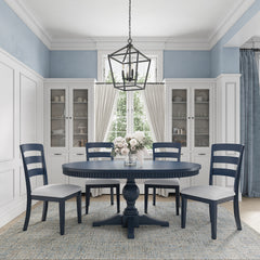 Westport Navy 66 Oval Dining Table & 4 Ladderback Chairs - Ornate Home