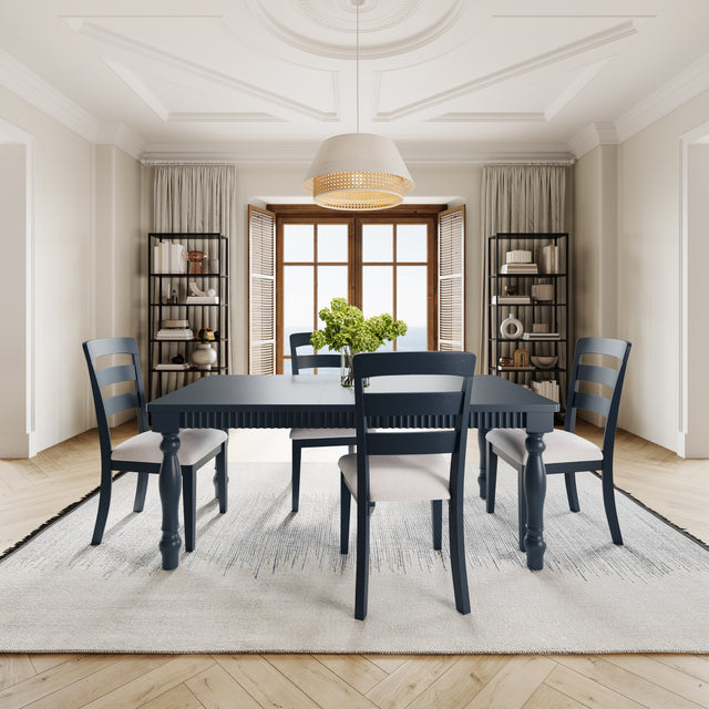 Westport Navy 72 Rect. Dining Table & 4 Ladderback Chairs - Ornate Home