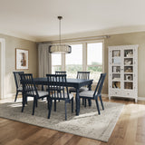 Westport Navy 72 Rect. Dining Table & 6 Dowel Back Chairs - Ornate Home