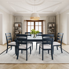 Westport Navy 72 Rect. Dining Table & 6 Ladderback Chairs - Ornate Home