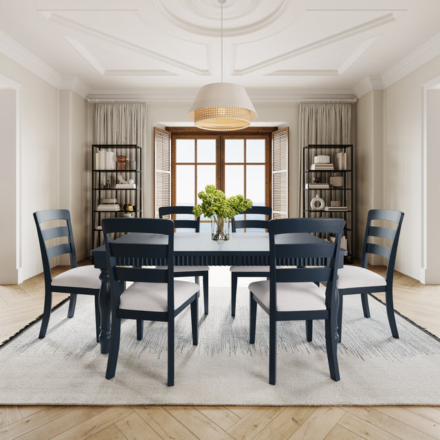 Westport Navy 72 Rect. Dining Table & 6 Ladderback Chairs - Ornate Home