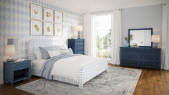 Westport Navy Upholstered King Panel Bed - Ornate Home
