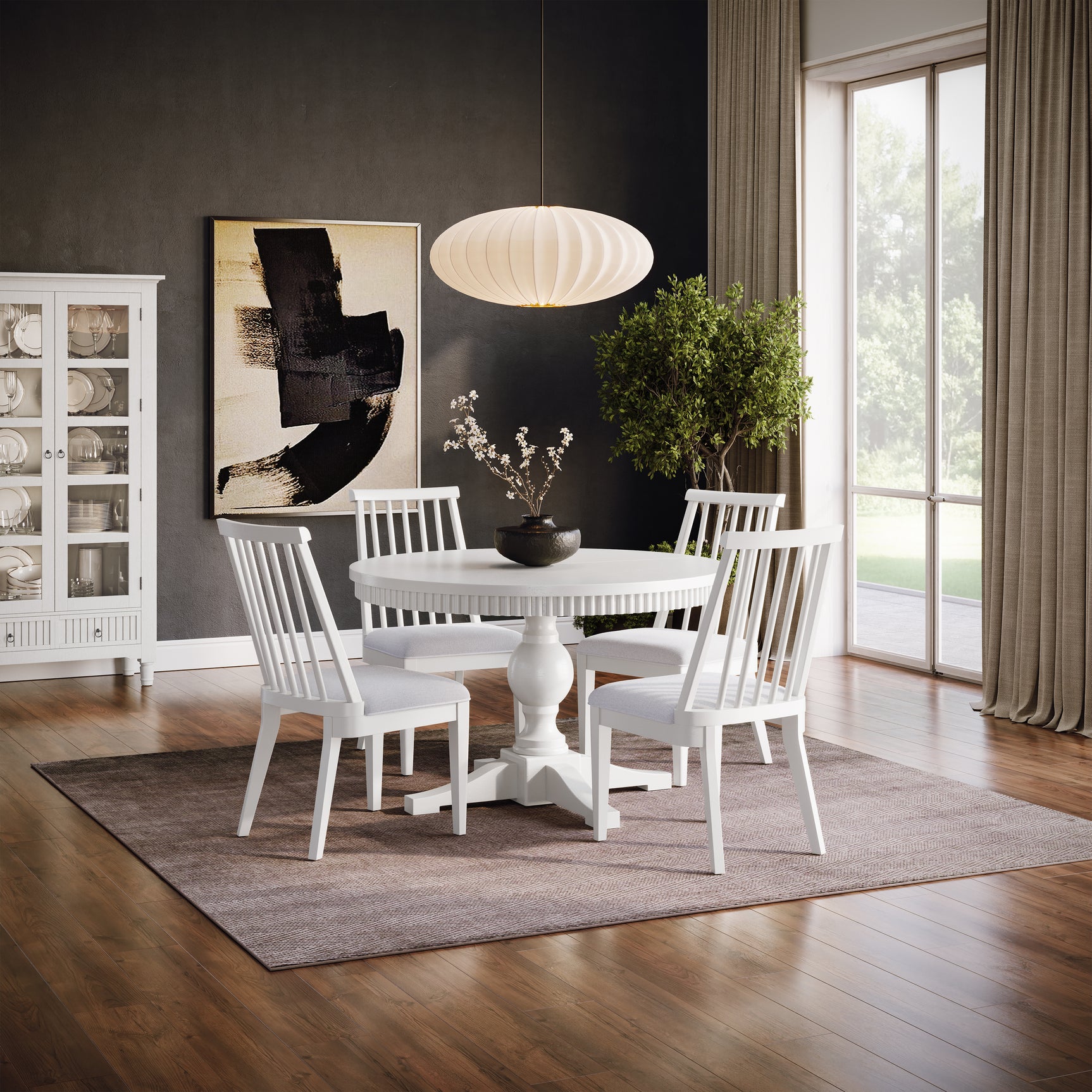 Westport White 66 Oval Dining Table & 4 Dowel Back Chairs - Ornate Home