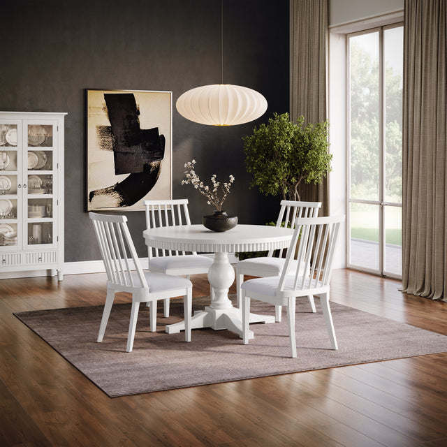 Westport White 66 Oval Dining Table & 4 Dowel Back Chairs - Ornate Home