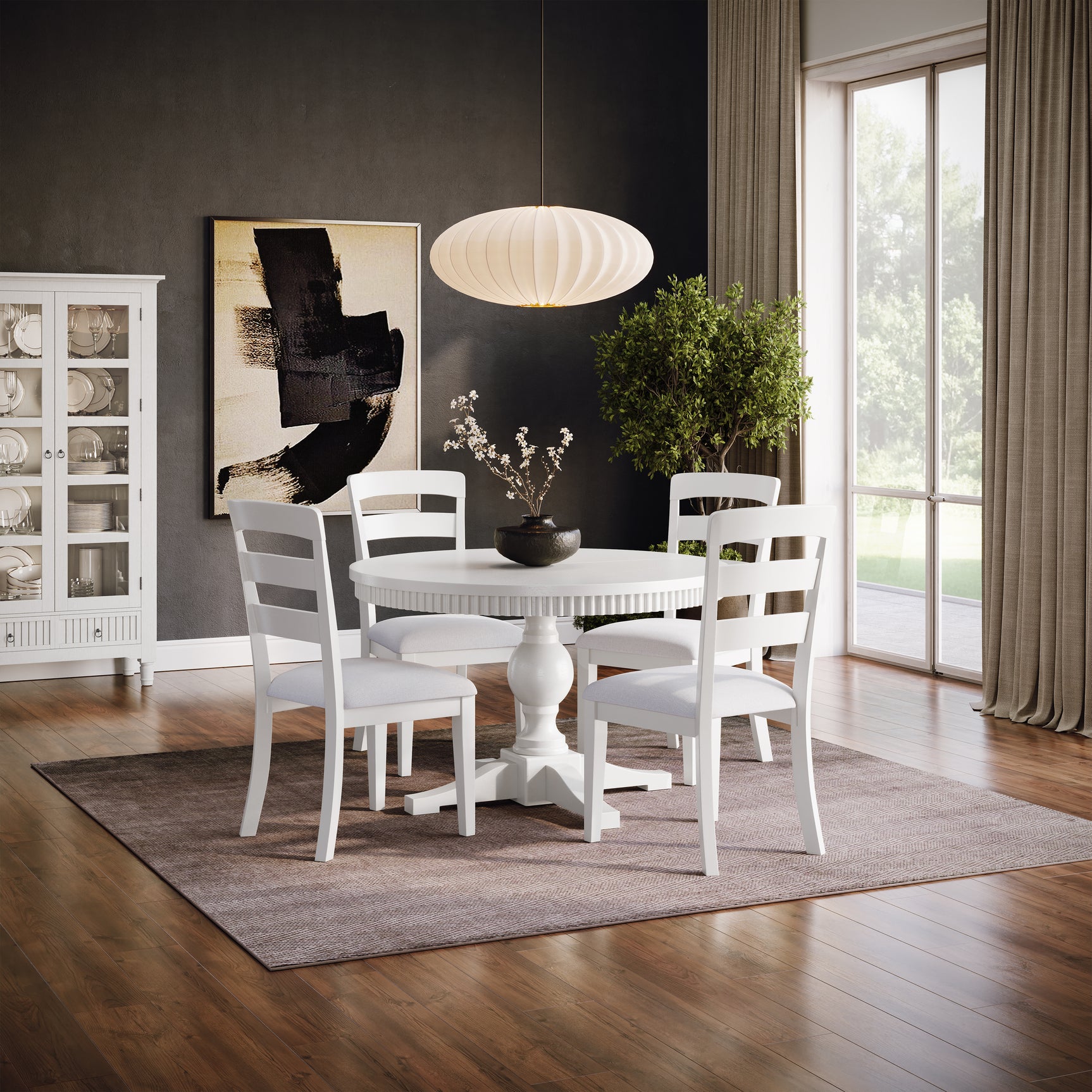 Westport White 66 Oval Dining Table & 4 Ladderback Chairs - Ornate Home