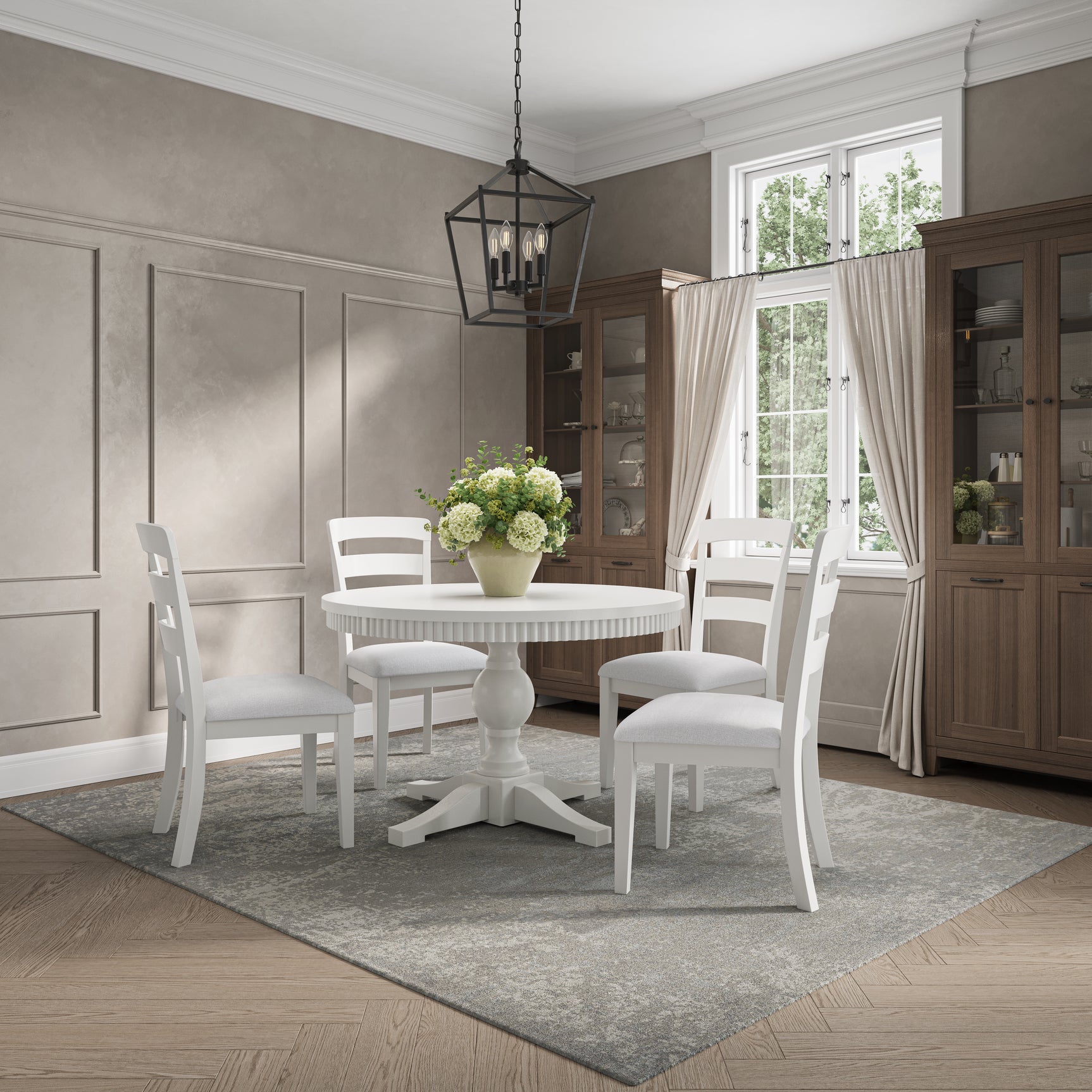 Westport White 66 Oval Dining Table & 4 Ladderback Chairs - Ornate Home