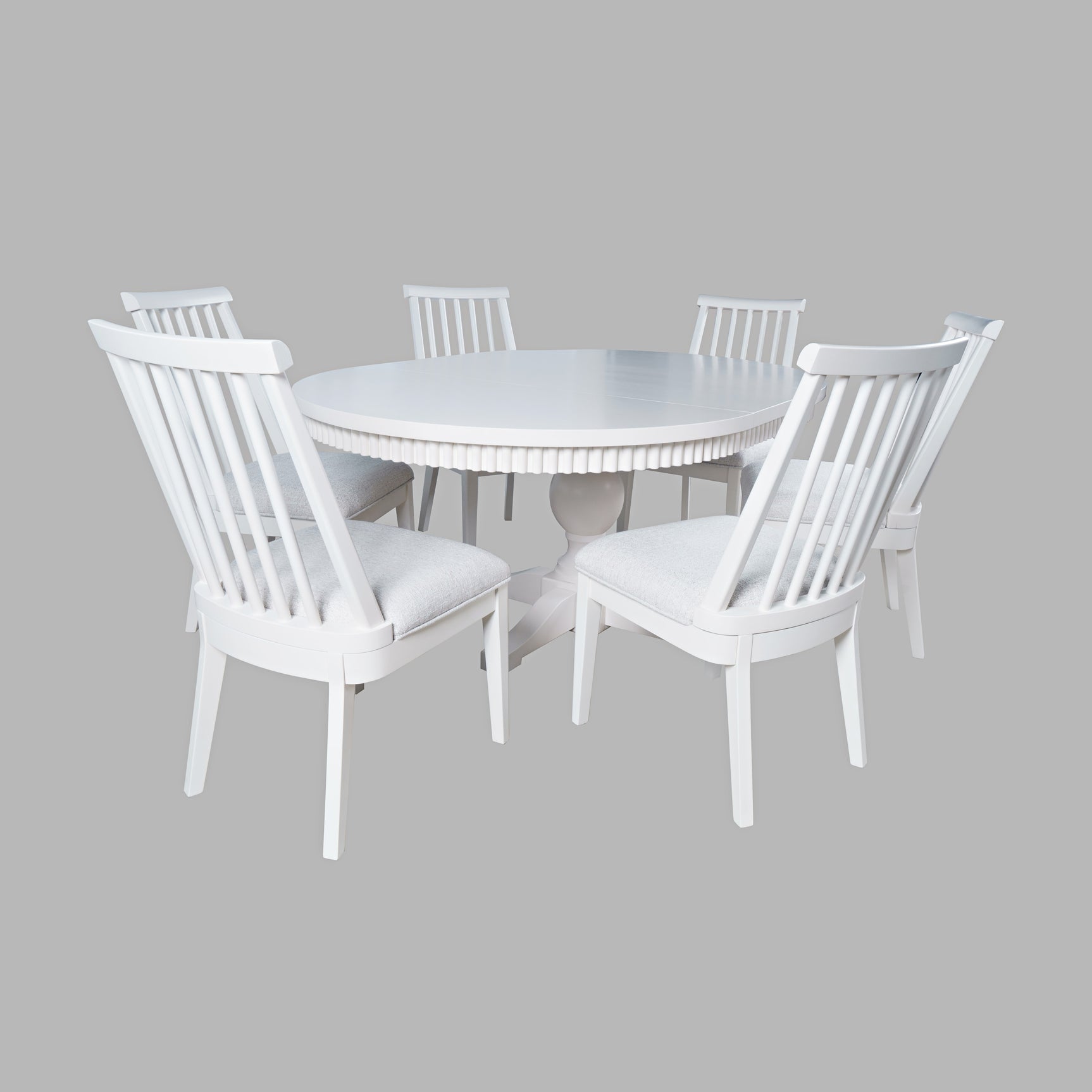 Westport White 66 Oval Dining Table & 6 Dowel Back Chairs - Ornate Home