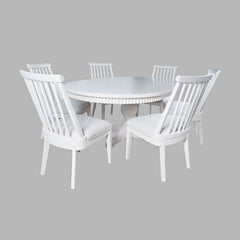 Westport White 66 Oval Dining Table & 6 Dowel Back Chairs - Ornate Home