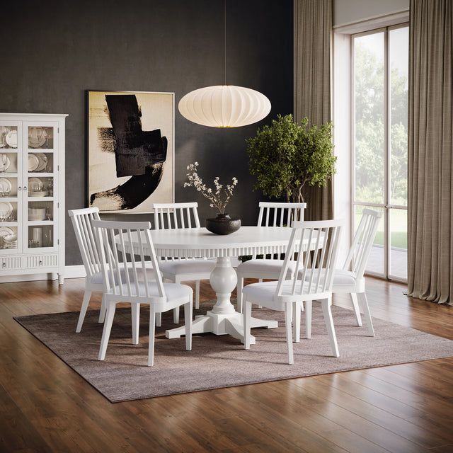 Westport White 66 Oval Dining Table & 6 Dowel Back Chairs - Ornate Home